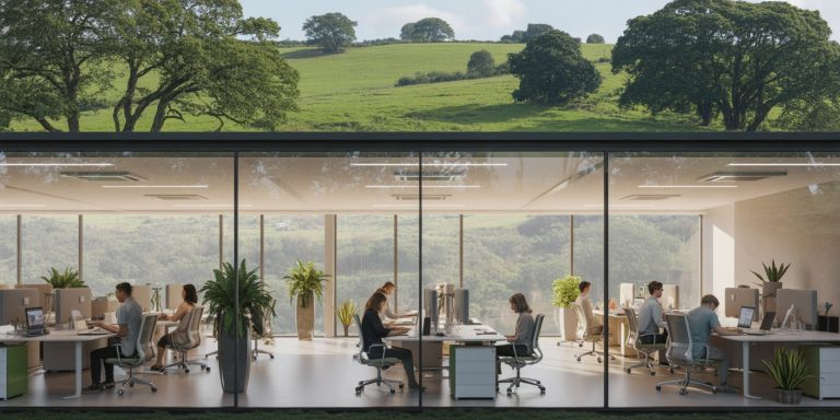 modern office in brentwood with ceiling air conditioning system providing a comfortable working