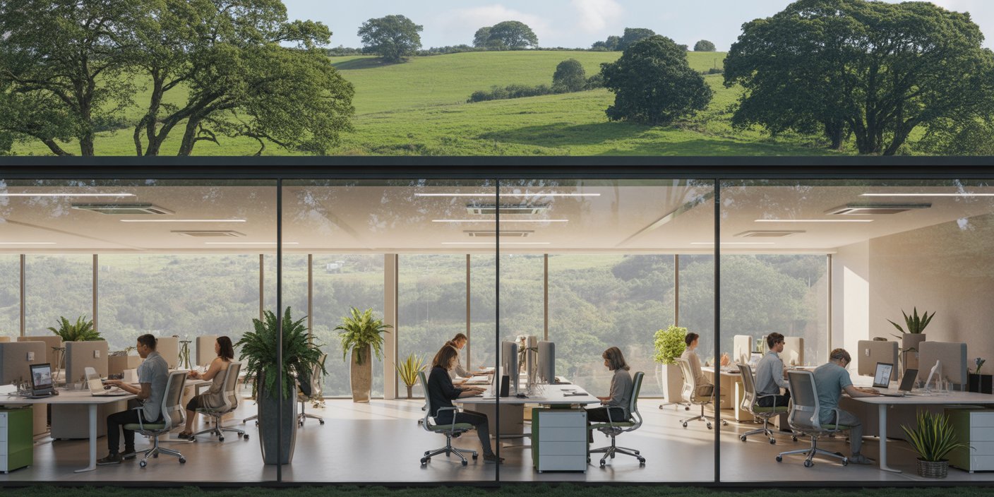 modern office in brentwood with ceiling air conditioning system providing a comfortable working