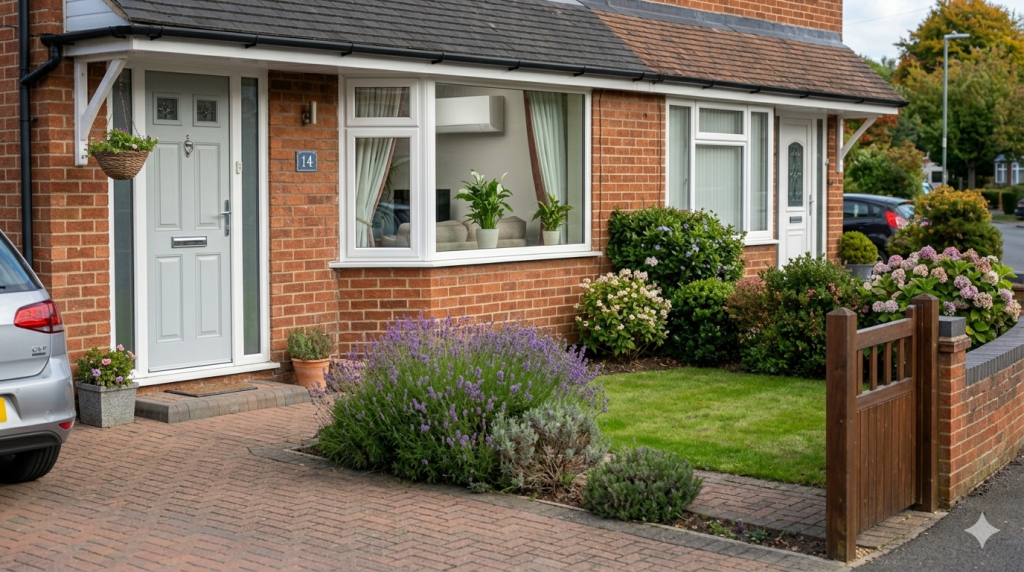 modern basildon home with wall mounted air conditioning unit for year round comfort