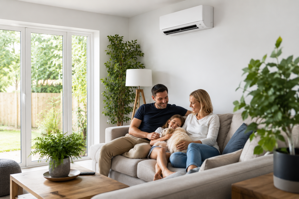 Air conditioning system helping reduce hay fever symptoms and airborne allergens in an Essex home